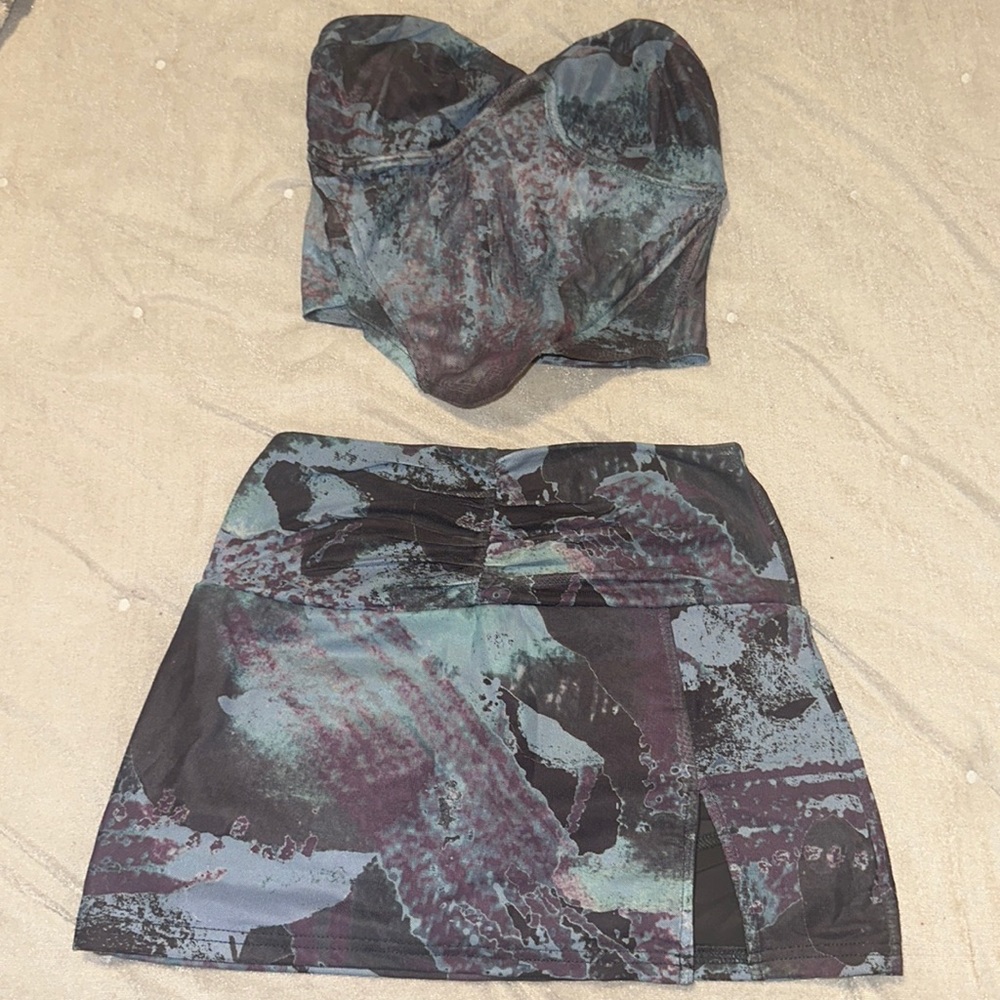 TIGERMIST blue designed corset skirt set